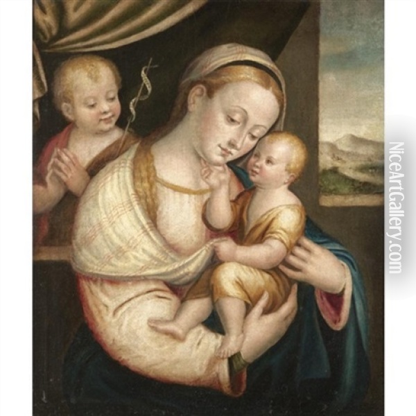 The Madonna And Child With The Infant Saint John The Baptist Oil Painting - Lucca Longhi