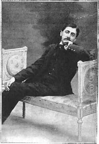 Marcel Proust 1871-1922 on a sofa, c.1900, published in LIllustration, 3 January 1931 Oil Painting - Otto-Pirou