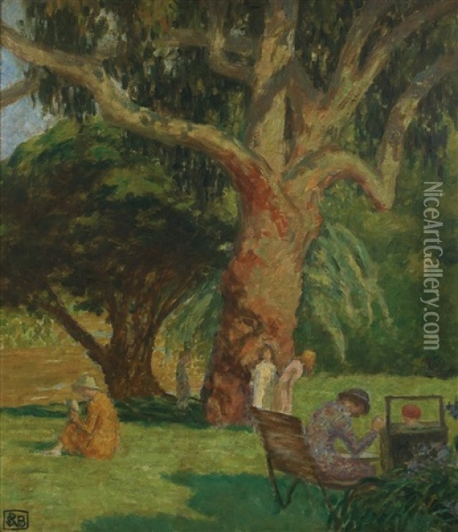 Scene In Botanical Gardens Oil Painting - Rupert Bunny