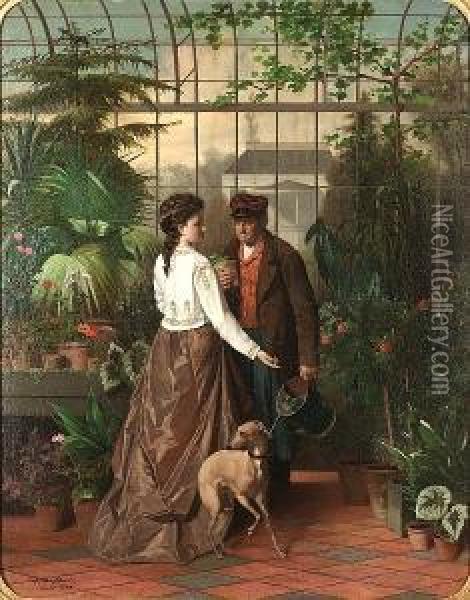 In The Palmhouse Oil Painting - Edward Quitton