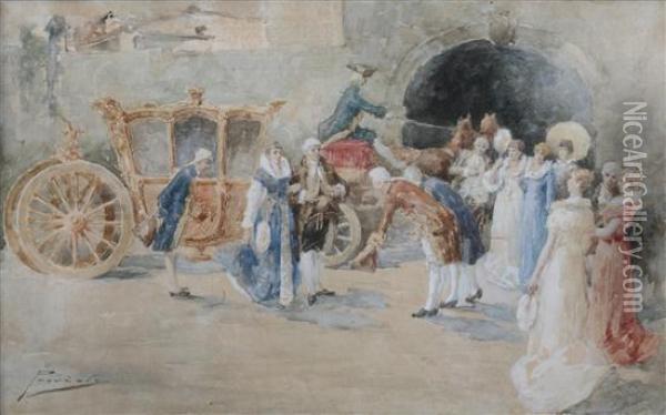 Arrival Of The Dignitaries Oil Painting - Gaetano Previati