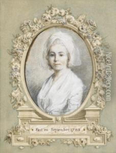 Portrait De Femme En Buste, Coiffae D'un Fichu Oil Painting - Henri Pierre Danloux