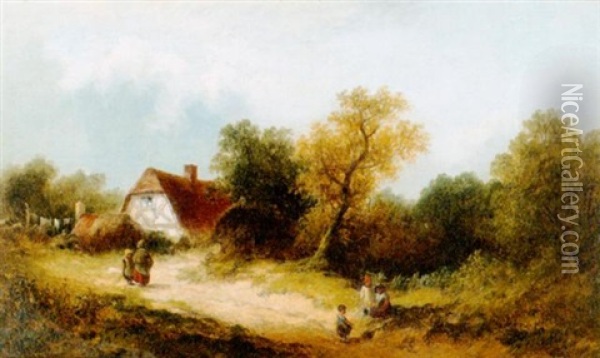 Landschaft Mit Bauernhof Oil Painting - James E. Meadows