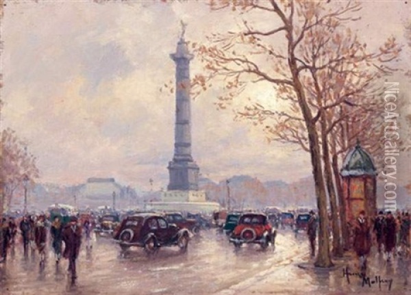 Place De La Bastille Oil Painting - Henri Malfroy-Savigny