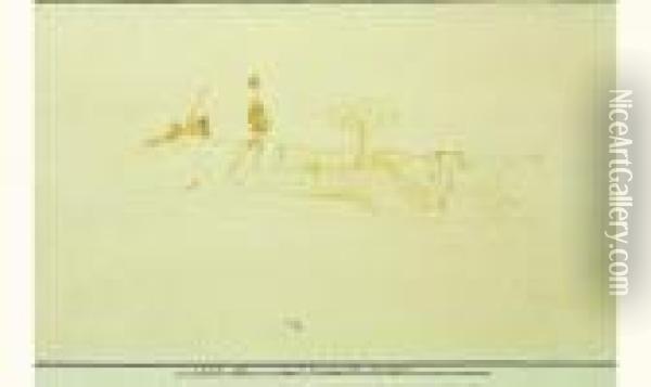 Auf Tauchende Krieger (guerriers En Train D'apparaitre) Oil Painting - Paul Klee