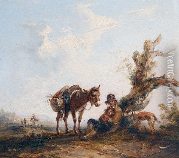 A Wayside Rest Oil Painting - Thomas Barker
