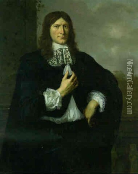 Portrait Of A Gentleman (guillaume De Vicq?), Standing Three-quarter-length Oil Painting - Pieter Nason