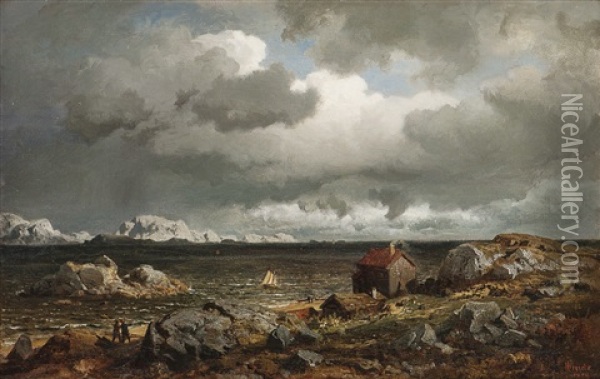 Coastal Landscape Oil Painting - Hans Frederick Gude
