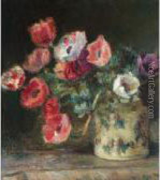 Bouquet D'anemones Oil Painting - Albert Lebourg