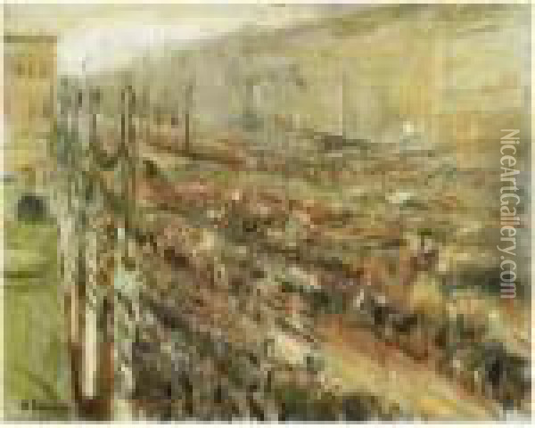 Einzug Der Truppen Auf Dem Pariser Platz (entrance Of The Troopsinto Pariser Platz) Oil Painting - Max Liebermann