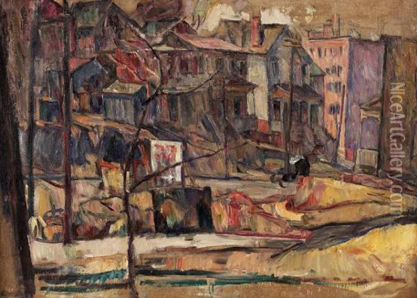 Neighborhood Scene Oil Painting - Abraham Manievich