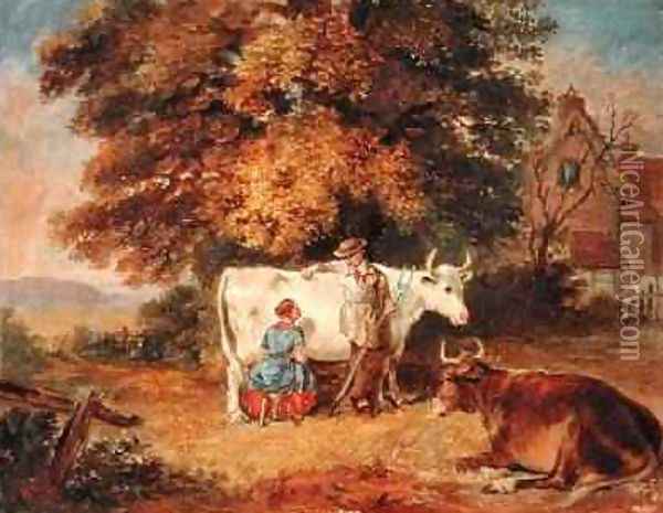 Rural Scene with Cows 1887 Oil Painting - James Flewitt Mullock