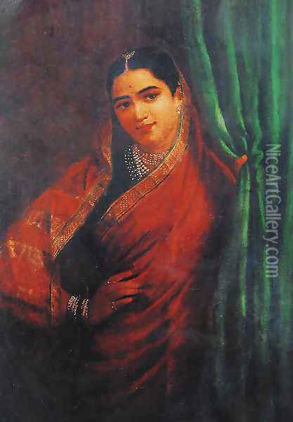 Maharashtrian Beauty Oil Painting - Raja Ravi Varma