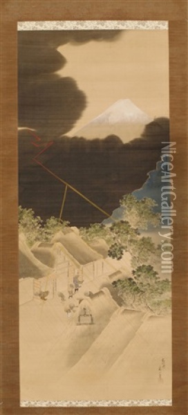 Fuji With Thundercloud Oil Painting -  Hokusai