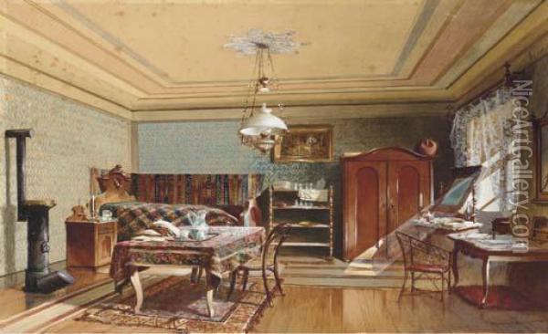 Un Interieur Viennois Oil Painting - Ferdinand Brunner