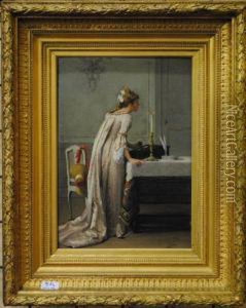La Lettre Cachetee Oil Painting - Auguste Serrure