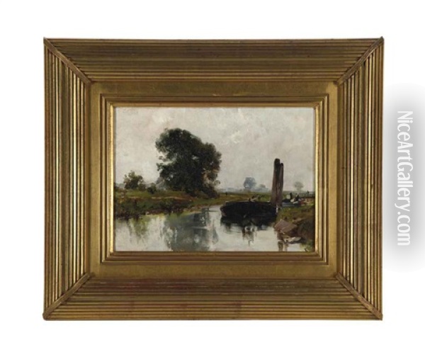Waterway Oil Painting - Louis Ritter