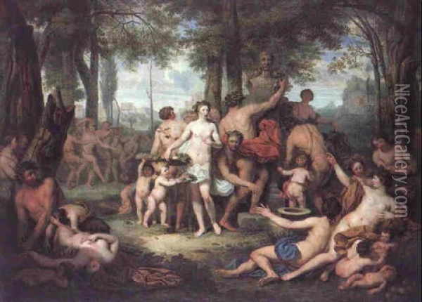 A Bacchanalian Feast Oil Painting - Louis Fabritius Dubourg