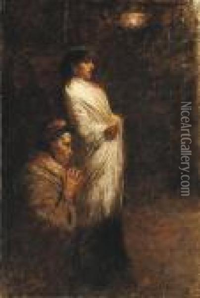 Due Donne In Preghiera Oil Painting - Vincenzo Migliaro