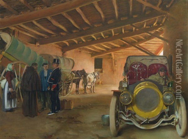La Cochera (the Coach House) Oil Painting - Ramon Casas