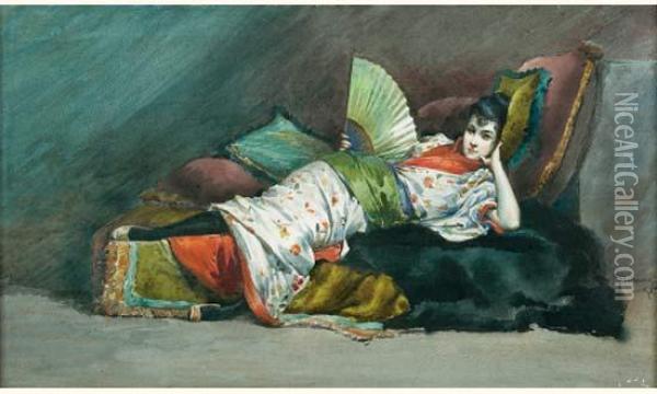 La Belle Japonaise Oil Painting - Gaston Bethune