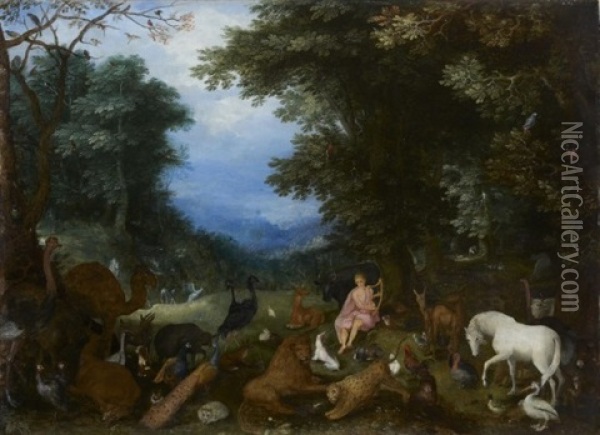 Orphee Charmant Les Animaux Oil Painting - Jan Brueghel the Elder