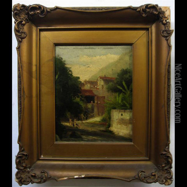Sunlit Village Oil Painting - Townley Benson
