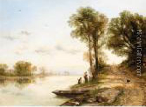 A Summer's Day On The Thames At Mapledurham Oil Painting - Thomas Creswick