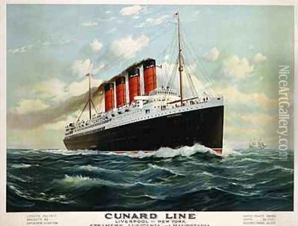 Advertisement for the Cunard Line, c.1908 Oil Painting - Fred Pansing