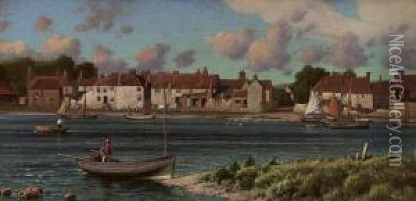 Fishing Boats In A Rye Harbour Oil Painting - Reginald Aspinwall