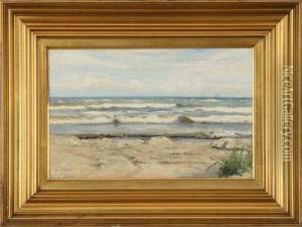 A Coastal Scenery Oil Painting - Johan Ulrik Bredsdorff