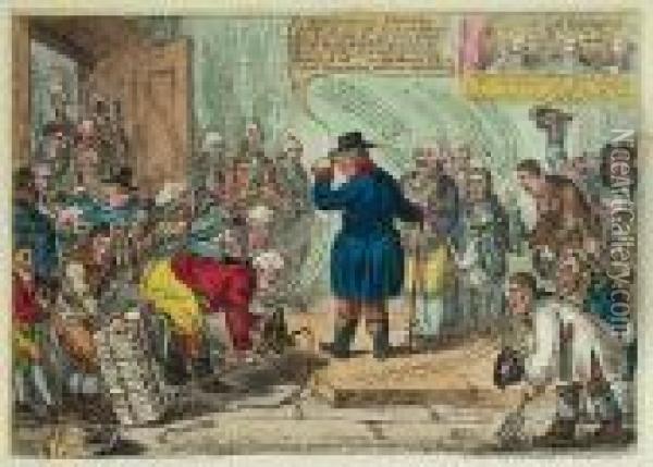 An Old English Gentleman Pester'd By Servants Wanting Places Oil Painting - James Gillray