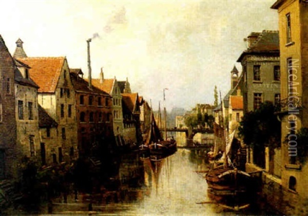 Canal D'une Ville Du Nord Oil Painting - Gustave Mascart