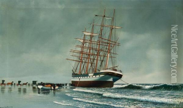 County Of Edinburgh (leith), Beached At Point Pleasant, New Jersey Oil Painting - Antonio Nicolo Gasparo Jacobsen