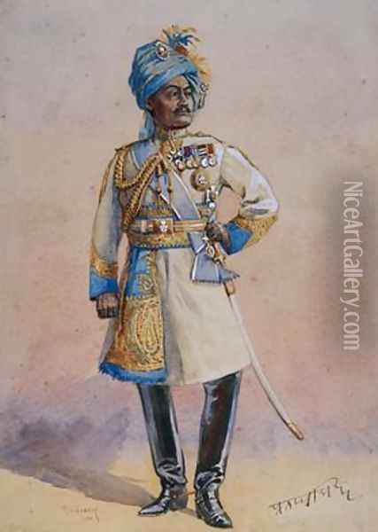 Hon Major-General HH Maharaja Sir Pratap Singh Bahadur Oil Painting - Alfred Crowdy Lovett