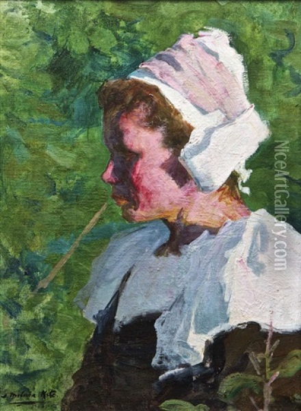 Portrait Of A Breton Girl Oil Painting - Joseph Milner Kite