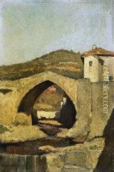 Paesaggio Montano Con Ponte Oil Painting - Arturo Ferrari
