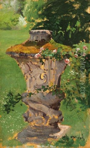Landschaft Und Blumen Oil Painting - Michael Gorstkin-Wywiorski