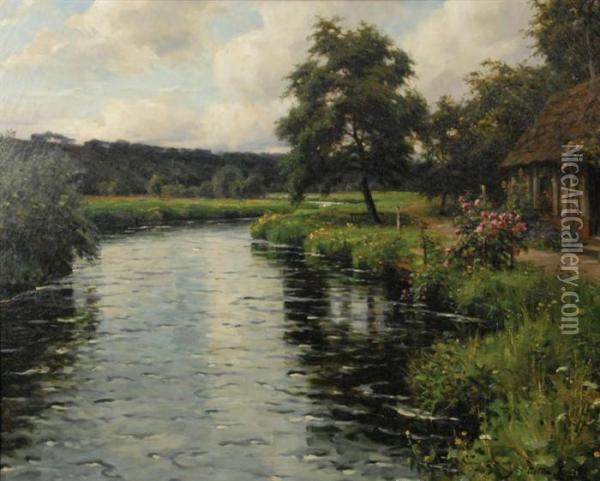 Cottage By A River Oil Painting - Louis Aston Knight