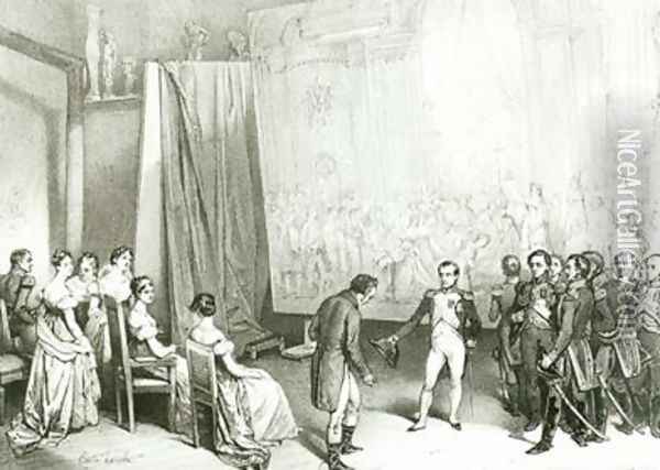 Napoleon I 1769-1821 Visiting the Studio of David 1748-1825 Oil Painting - Emile Lassalle