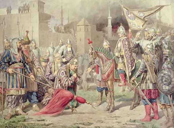 Tsar Ivan IV Vasilyevich the Terrible 1530-84 conquering Kazan Oil Painting - Aleksei Danilovich Kivshenko