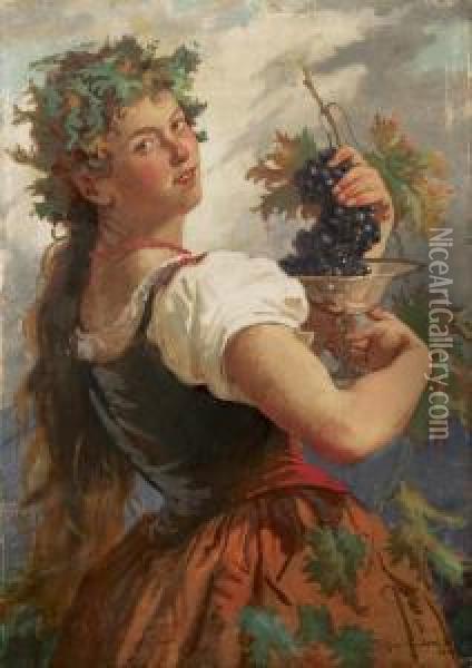 L'autunno - 1870 Oil Painting - Antonio Paoletti