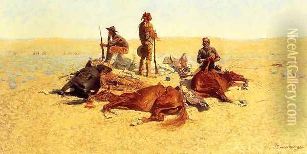 The Last Lull in the Fight Oil Painting - Frederic Remington