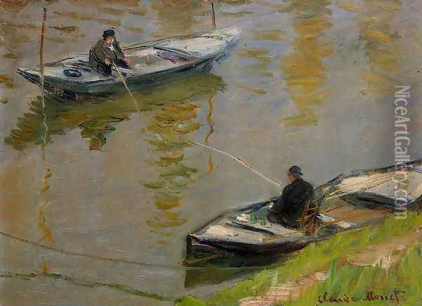 Two Anglers Oil Painting - Claude Oscar Monet