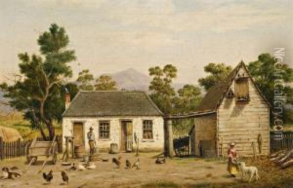 Pioneer Farm Oil Painting - Henricus Leonardus Van Den Houten