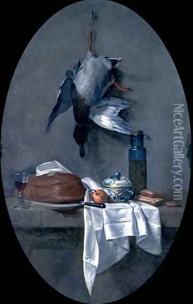 Still Life With Duck, 1764 Oil Painting - Jean-Baptiste-Simeon Chardin