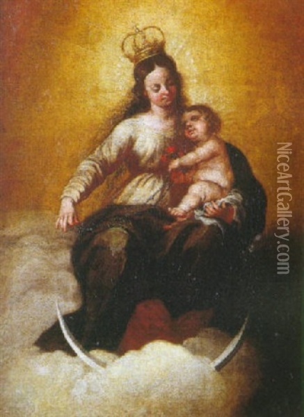 Virgen Con Nino Oil Painting - Matias Arteaga y Alfaro