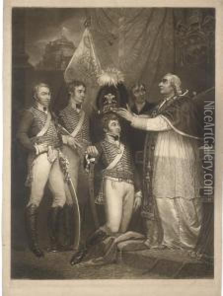 Pope Pius Vi. Receiving The Officers Of The 12th Lightdragoons Oil Painting - Samuel William I Reynolds