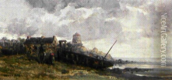 Paysage A La Maree Basse, Morbihan Oil Painting - Jules Achille Noel