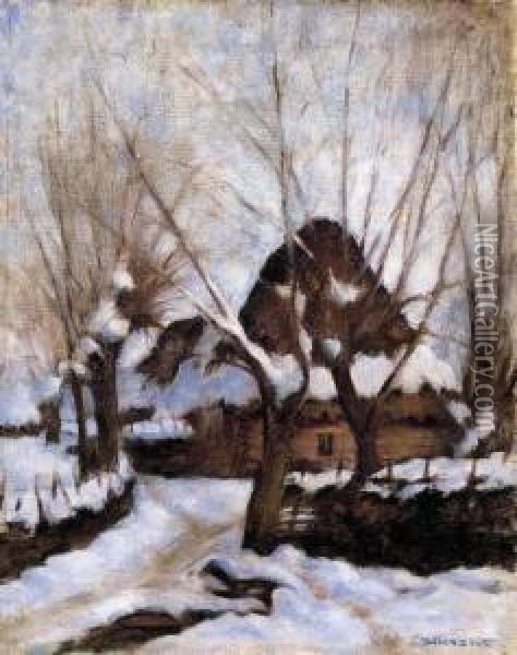 Winter In Nagybanya Oil Painting - Samu Bortsok